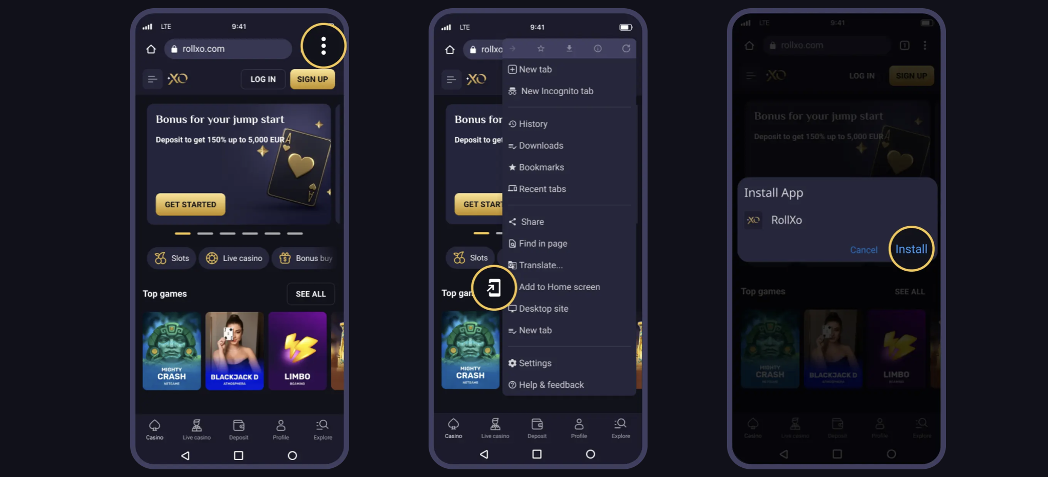 mobile-app RollXO Casino